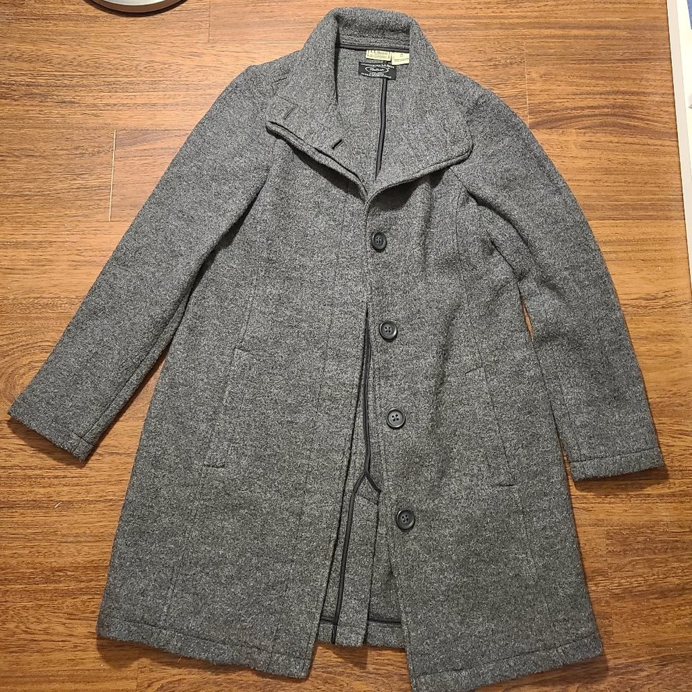 L.L.Bean Wool Coat Bellandi Gray Made in Italy Size M